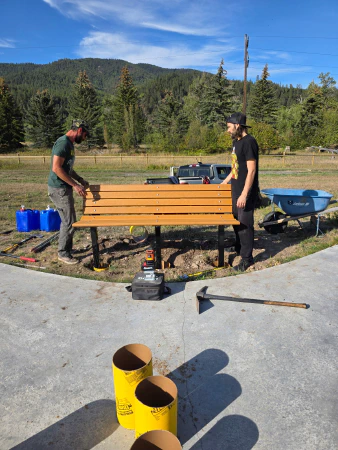 Setting one of the benches